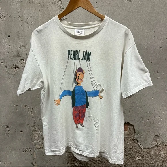 Pearl Jam White Freak Puppet Vintage Tour Double Sided Concert T-Shirt Large L - Picture 1 of 7